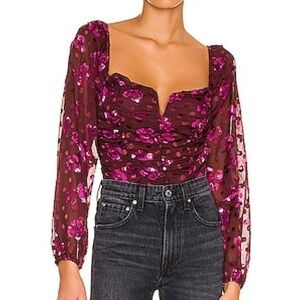 ASTR the Label Perkins Top in Fuschia Burnout Floral